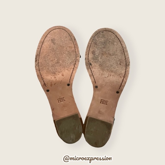 $340 Frye Teal/Turquoise Brielle Scallop Leather Suede Ankle Strap Heel Sandals - Picture 14 of 16